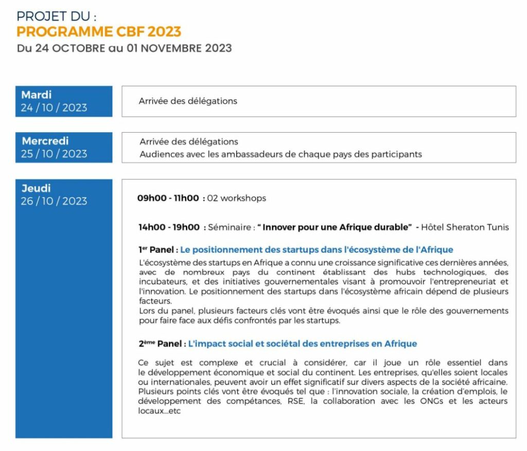 Programme Cajef Business Forum 